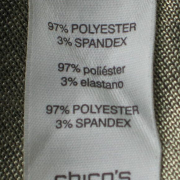 NWT Chicos Metallic Foil Tee Gold Green Sz 2P LP V Neck Elbow Short Sleeves Top - Picture 11 of 12